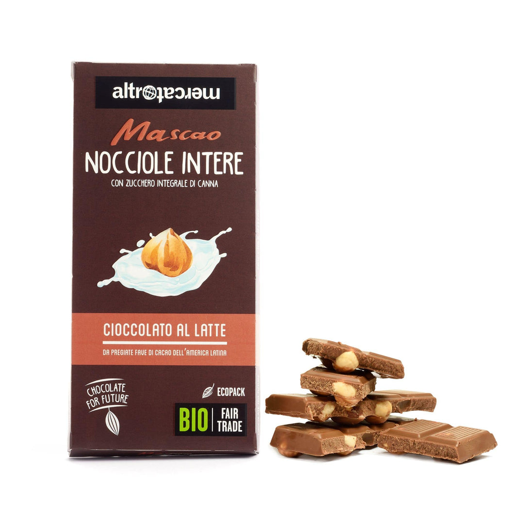 Cioccolato Mascao al latte con nocciole intere - Bio | 100 g