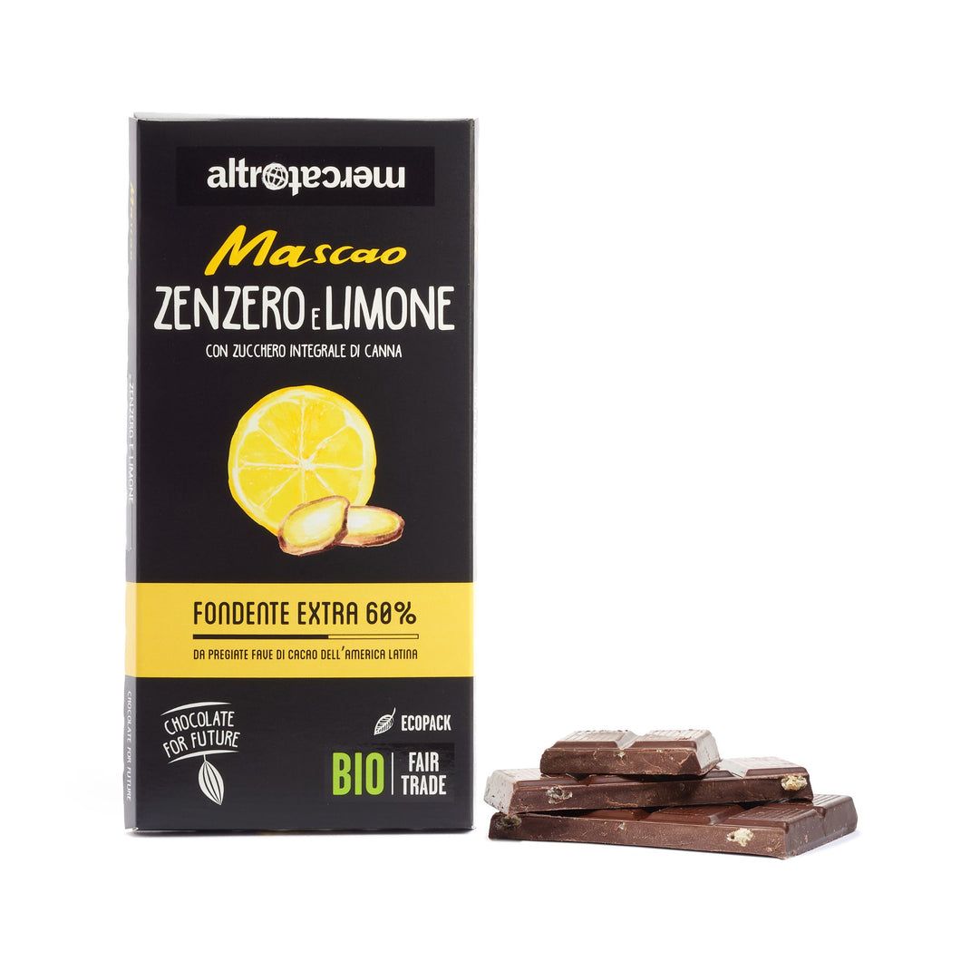 Cioccolato Mascao fondente allo zenzero e limone - Bio | 100 g