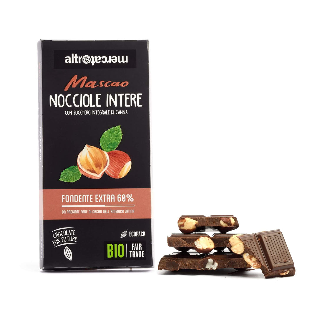 Cioccolato Mascao fondente extra con nocciole intere - Bio | 100 g