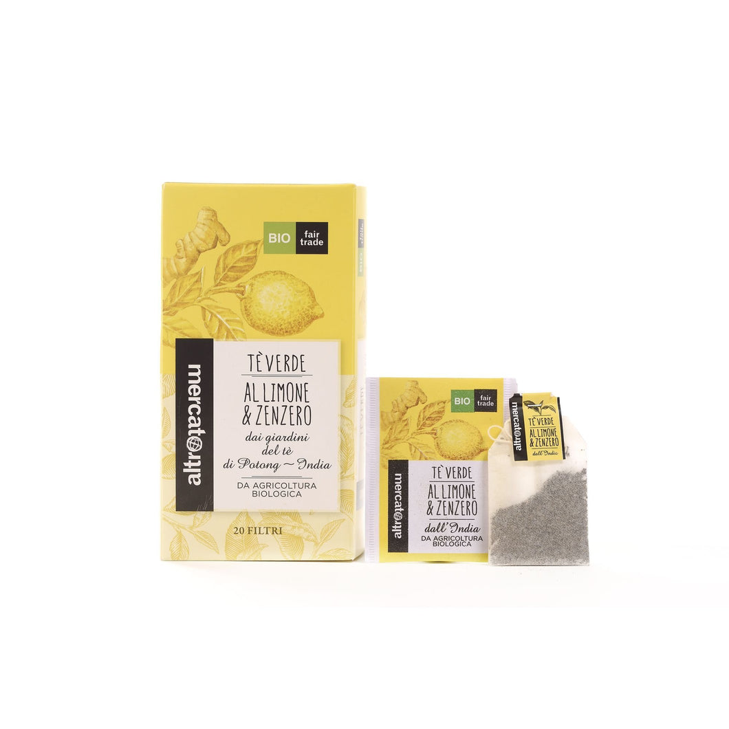 Tè verde limone e zenzero in filtri India - Bio | 20 filtri - 40 g